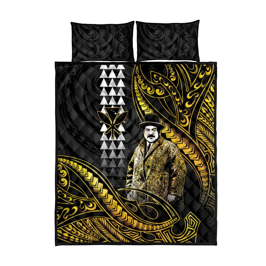 Hawaii Kuhio The Citizen Prince Quilt Bed Set Gold Polynesian Tribal Tattoo LT05 - Polynesian Pride