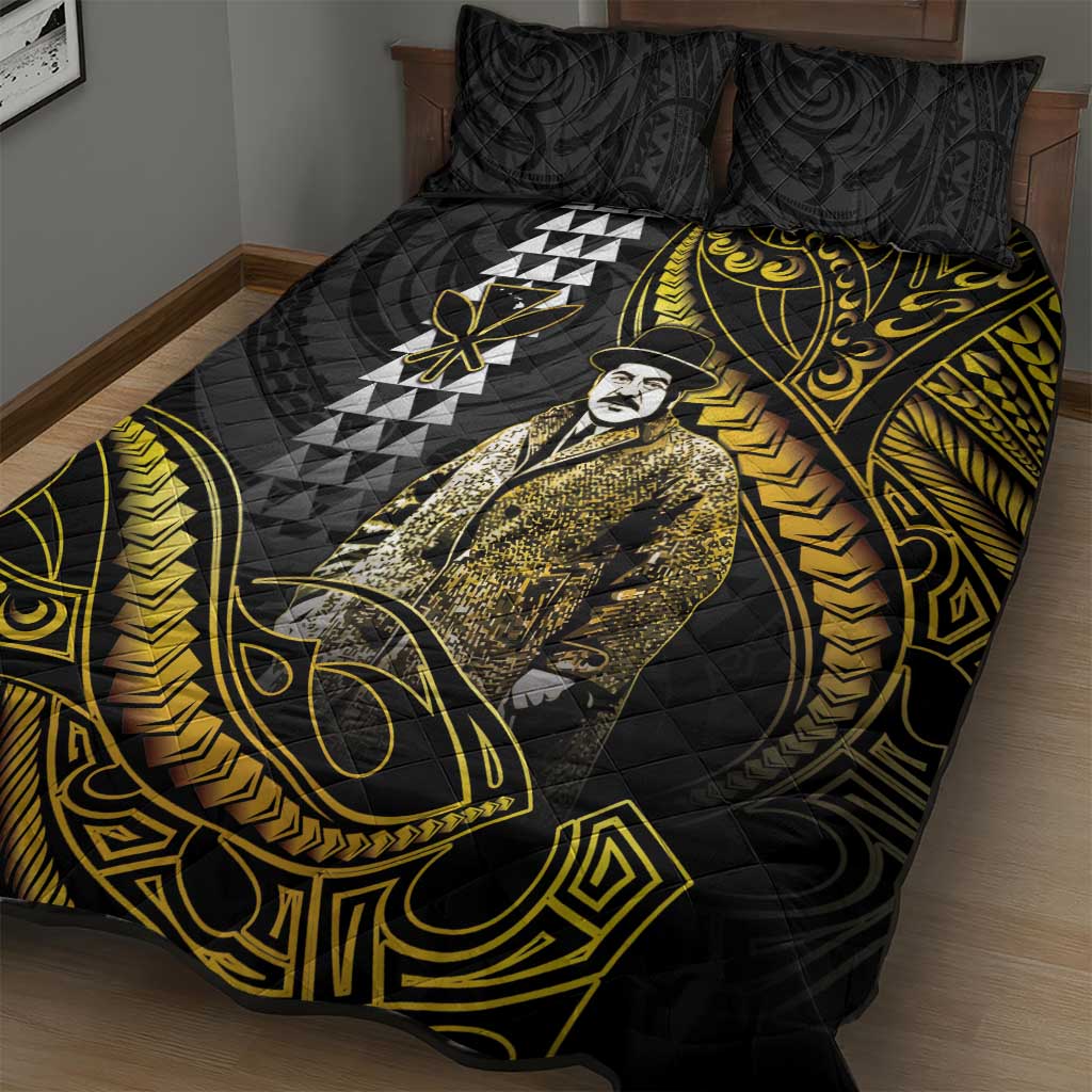 Hawaii Kuhio The Citizen Prince Quilt Bed Set Gold Polynesian Tribal Tattoo LT05 - Polynesian Pride