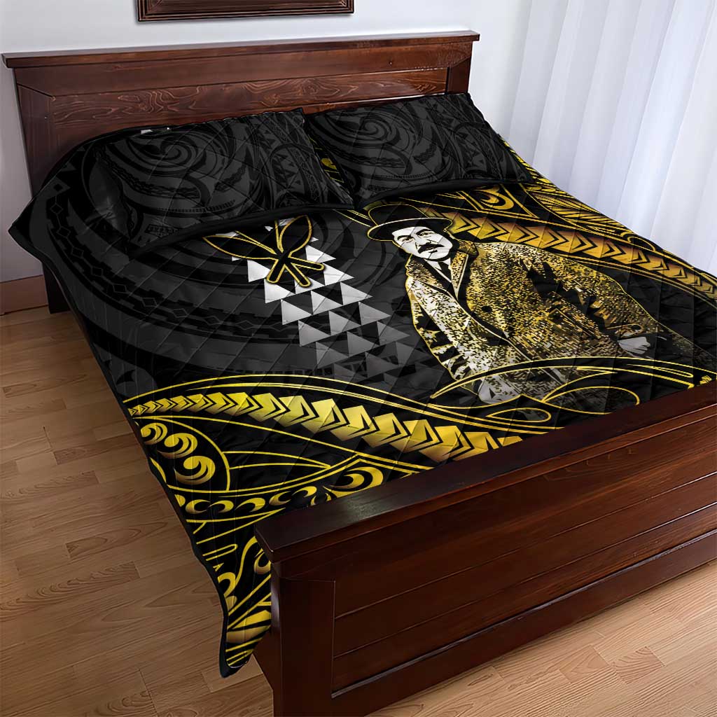 Hawaii Kuhio The Citizen Prince Quilt Bed Set Gold Polynesian Tribal Tattoo LT05 - Polynesian Pride
