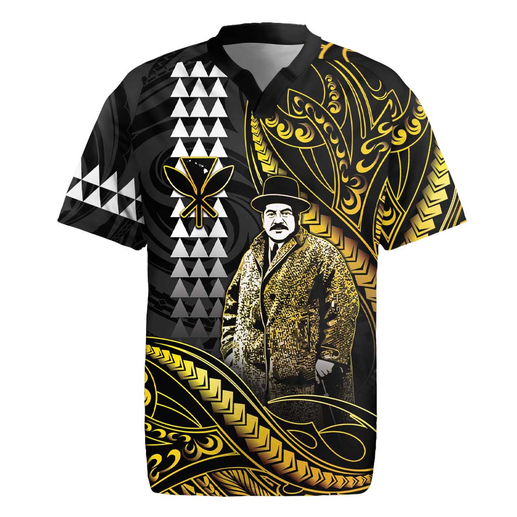 Hawaii Kuhio The Citizen Prince Rugby Jersey Gold Polynesian Tribal Tattoo