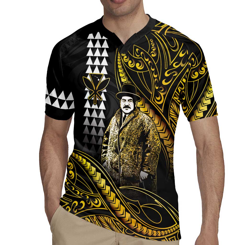 Hawaii Kuhio The Citizen Prince Rugby Jersey Gold Polynesian Tribal Tattoo