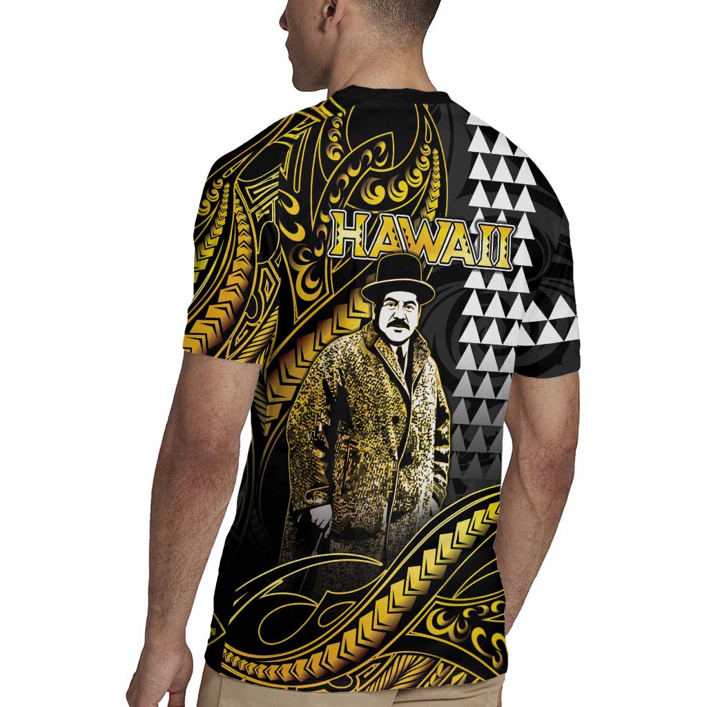 Hawaii Kuhio The Citizen Prince Rugby Jersey Gold Polynesian Tribal Tattoo