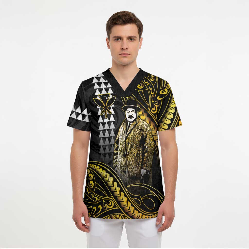 Hawaii Kuhio The Citizen Prince Scrub Top Gold Polynesian Tribal Tattoo LT05 - Polynesian Pride