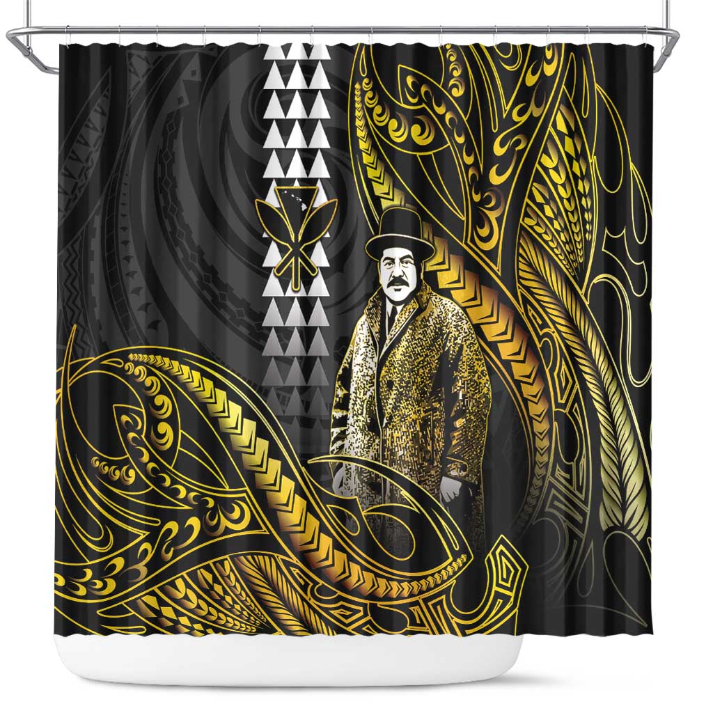 Hawaii Kuhio The Citizen Prince Shower Curtain Gold Polynesian Tribal Tattoo LT05 Gold - Polynesian Pride