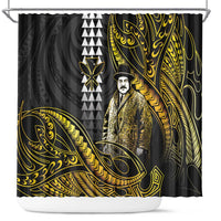 Hawaii Kuhio The Citizen Prince Shower Curtain Gold Polynesian Tribal Tattoo LT05 Gold - Polynesian Pride