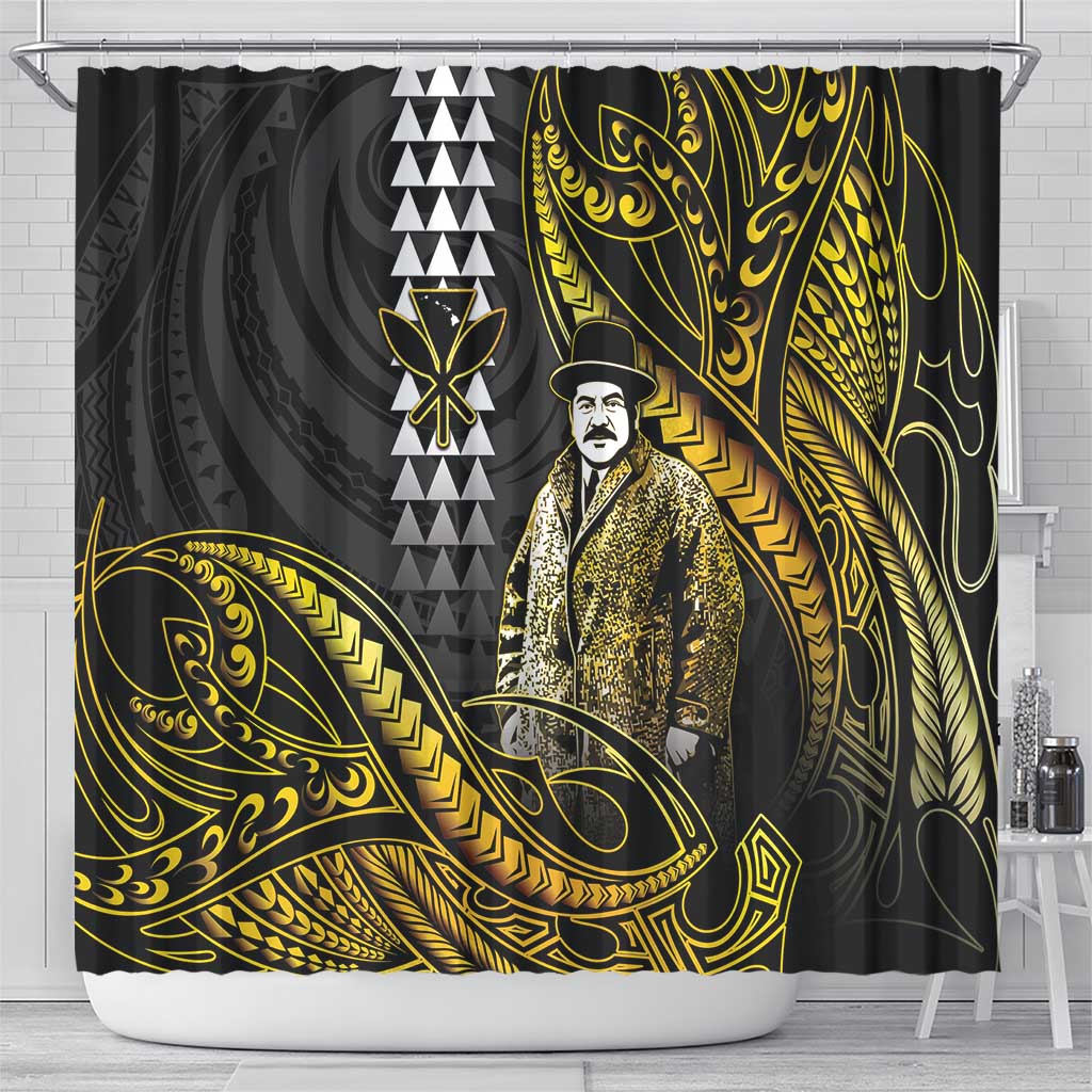 Hawaii Kuhio The Citizen Prince Shower Curtain Gold Polynesian Tribal Tattoo LT05 - Polynesian Pride