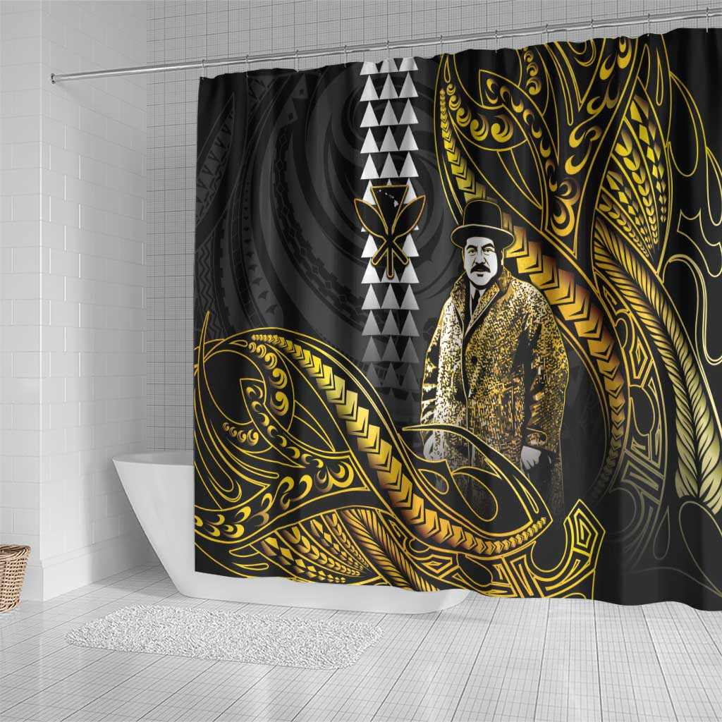 Hawaii Kuhio The Citizen Prince Shower Curtain Gold Polynesian Tribal Tattoo LT05 - Polynesian Pride