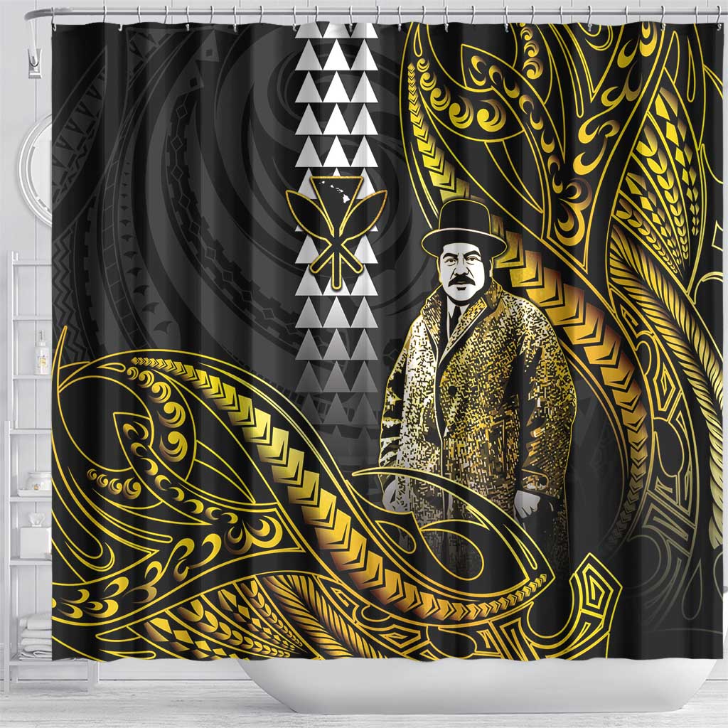 Hawaii Kuhio The Citizen Prince Shower Curtain Gold Polynesian Tribal Tattoo LT05 - Polynesian Pride