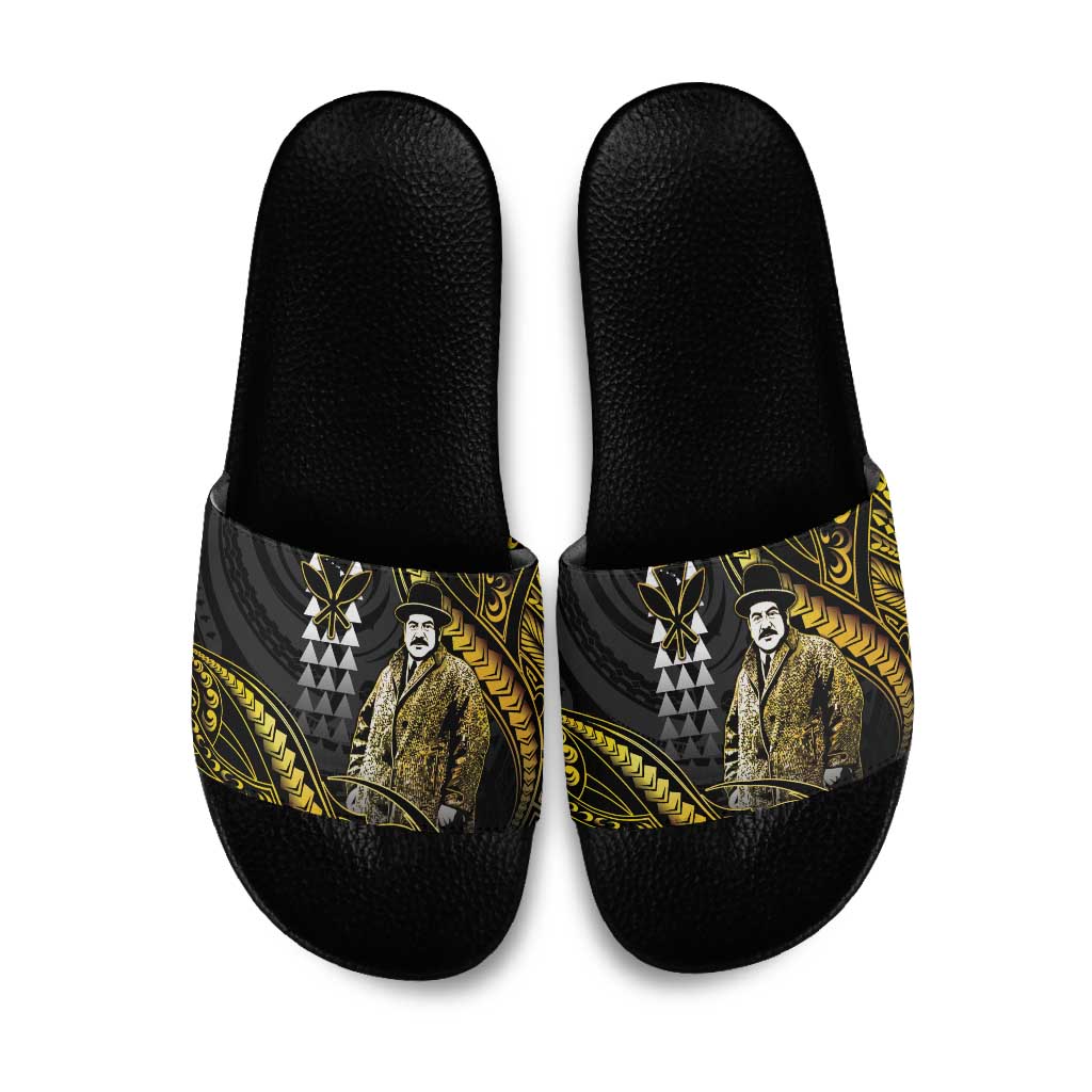 Hawaii Kuhio The Citizen Prince Slide Sandals Gold Polynesian Tribal Tattoo LT05 Gold - Polynesian Pride