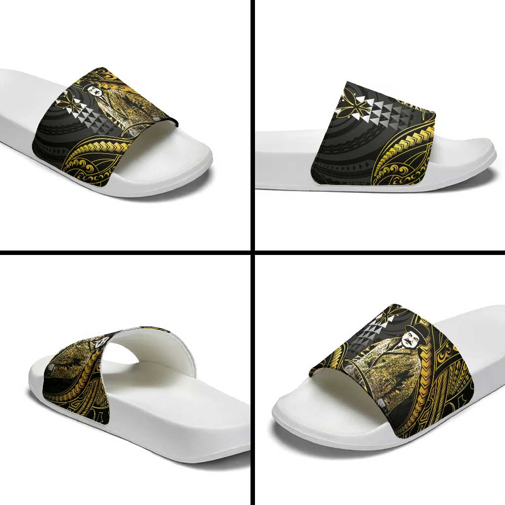 Hawaii Kuhio The Citizen Prince Slide Sandals Gold Polynesian Tribal Tattoo LT05 - Polynesian Pride
