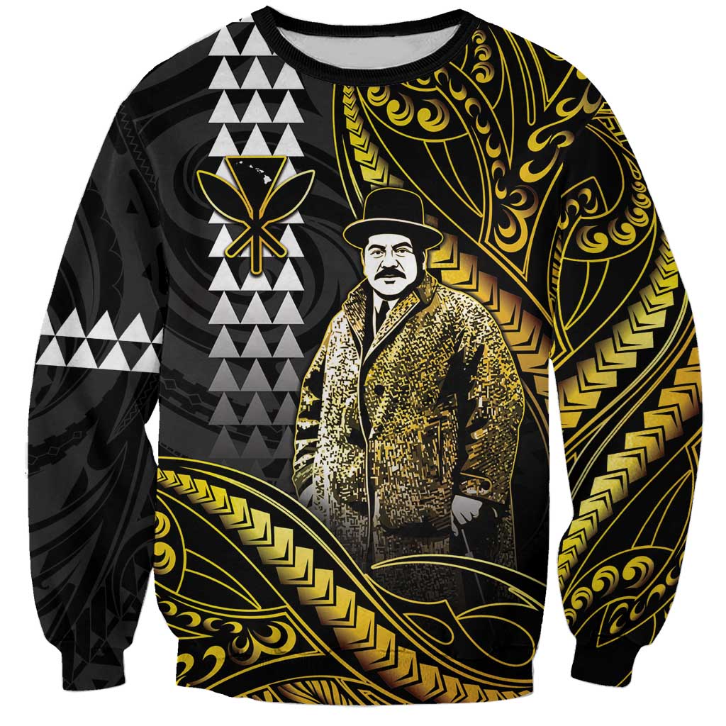 Hawaii Kuhio The Citizen Prince Sweatshirt Gold Polynesian Tribal Tattoo LT05 Unisex Gold - Polynesian Pride