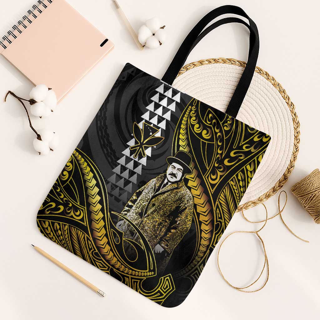 Hawaii Kuhio The Citizen Prince Tote Bag Gold Polynesian Tribal Tattoo LT05 Black Strap One Size Gold - Polynesian Pride