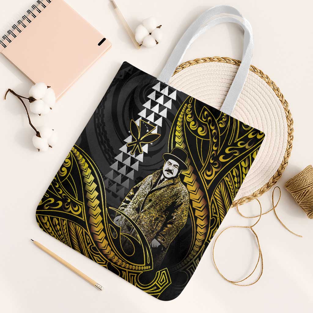 Hawaii Kuhio The Citizen Prince Tote Bag Gold Polynesian Tribal Tattoo LT05 White Strap One Size Gold - Polynesian Pride