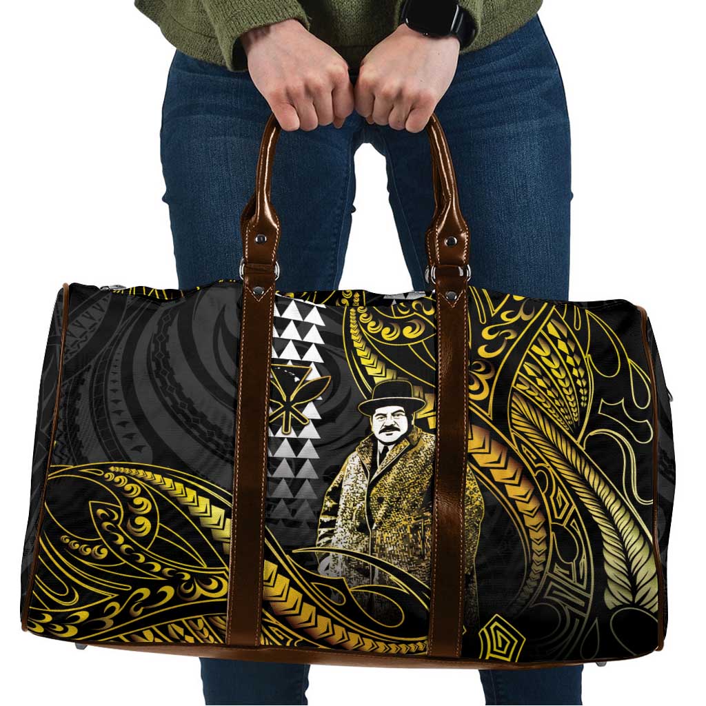 Hawaii Kuhio The Citizen Prince Travel Bag Gold Polynesian Tribal Tattoo