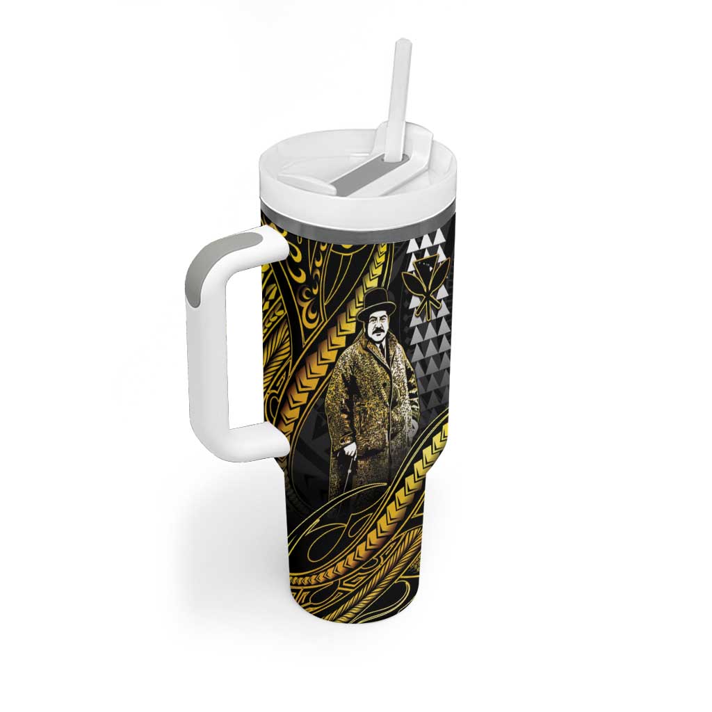 Hawaii Kuhio The Citizen Prince Tumbler With Handle Gold Polynesian Tribal Tattoo LT05 - Polynesian Pride