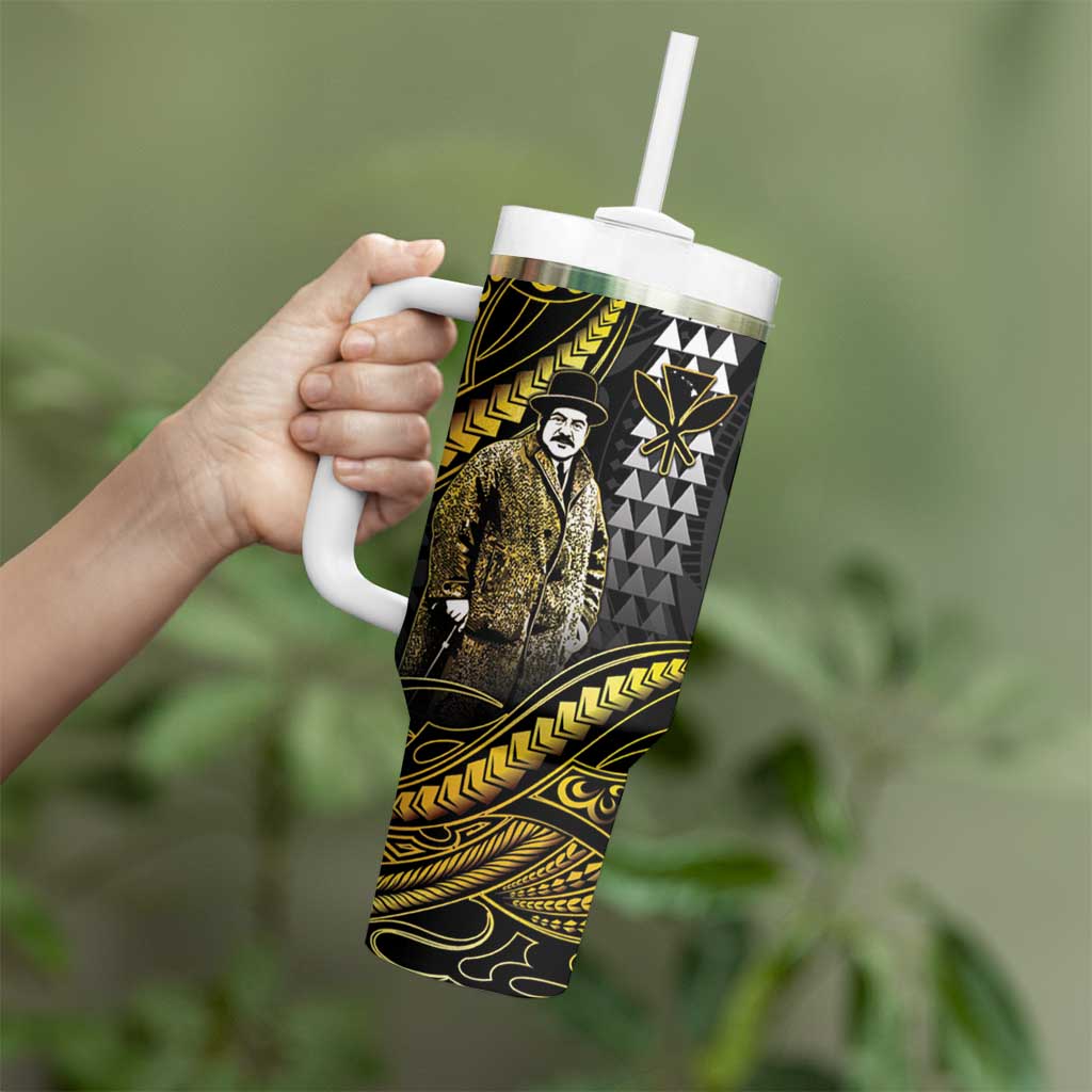 Hawaii Kuhio The Citizen Prince Tumbler With Handle Gold Polynesian Tribal Tattoo LT05 - Polynesian Pride