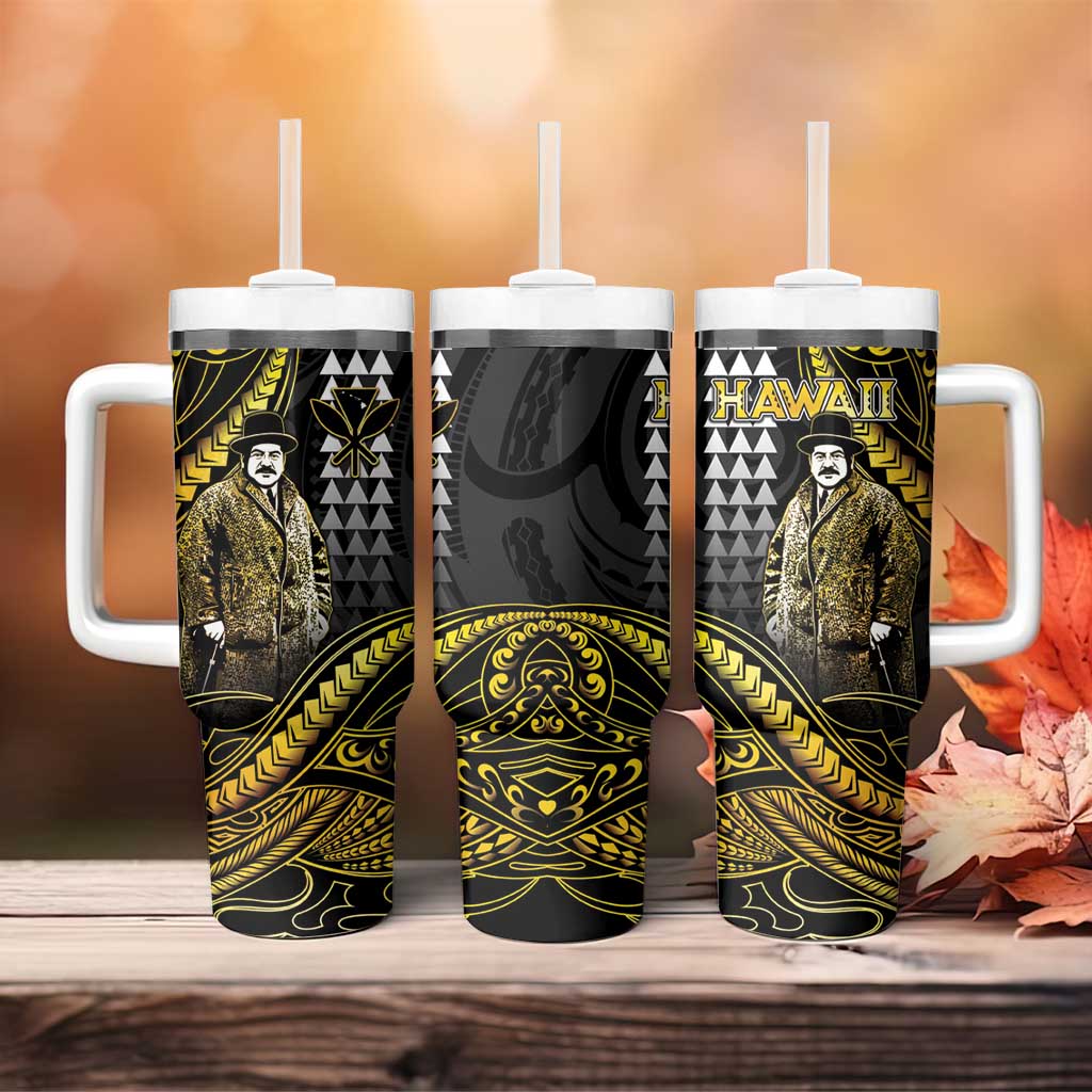 Hawaii Kuhio The Citizen Prince Tumbler With Handle Gold Polynesian Tribal Tattoo LT05 - Polynesian Pride