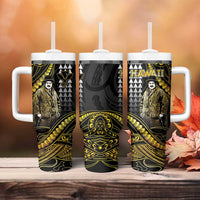 Hawaii Kuhio The Citizen Prince Tumbler With Handle Gold Polynesian Tribal Tattoo LT05 - Polynesian Pride