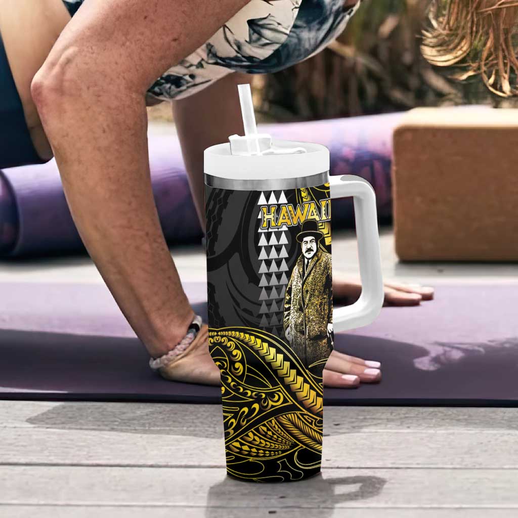 Hawaii Kuhio The Citizen Prince Tumbler With Handle Gold Polynesian Tribal Tattoo LT05 - Polynesian Pride