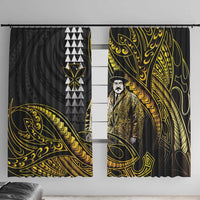 Hawaii Kuhio The Citizen Prince Window Curtain Gold Polynesian Tribal Tattoo LT05 With Hooks Gold - Polynesian Pride