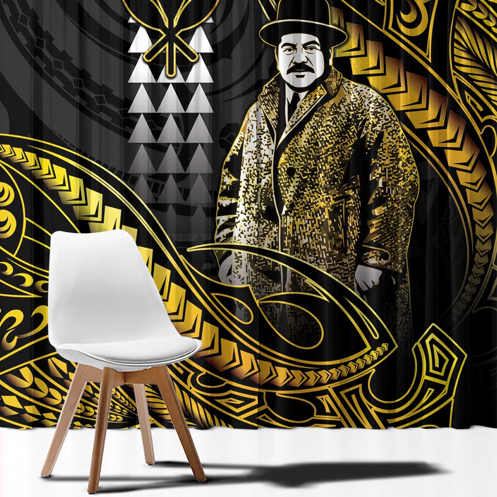 Hawaii Kuhio The Citizen Prince Window Curtain Gold Polynesian Tribal Tattoo LT05 - Polynesian Pride