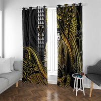 Hawaii Kuhio The Citizen Prince Window Curtain Gold Polynesian Tribal Tattoo LT05 With Grommets Gold - Polynesian Pride