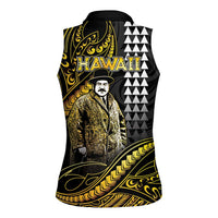 Hawaii Kuhio The Citizen Prince Women Sleeveless Polo Shirt Gold Polynesian Tribal Tattoo