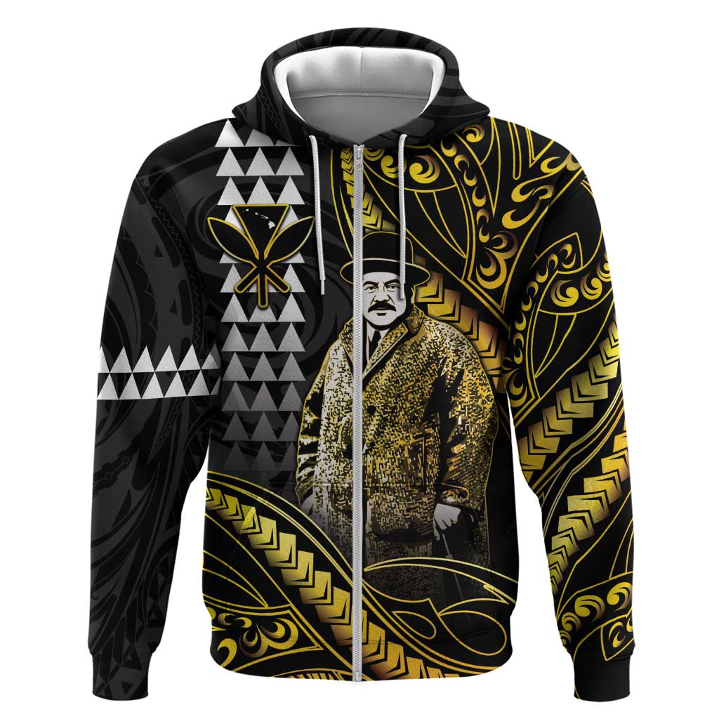 Hawaii Kuhio The Citizen Prince Zip Hoodie Gold Polynesian Tribal Tattoo LT05 Zip Hoodie Gold - Polynesian Pride