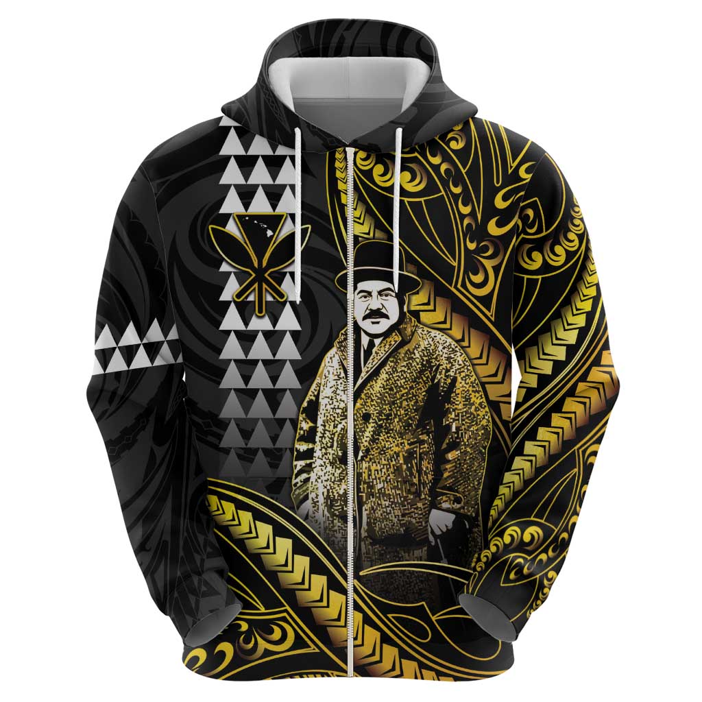 Hawaii Kuhio The Citizen Prince Zip Hoodie Gold Polynesian Tribal Tattoo LT05 - Polynesian Pride