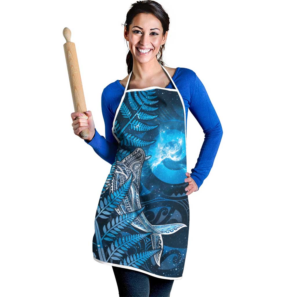 New Zealand Matariki Apron Maori Koru With Humpback Whale Blue LT05 - Polynesian Pride