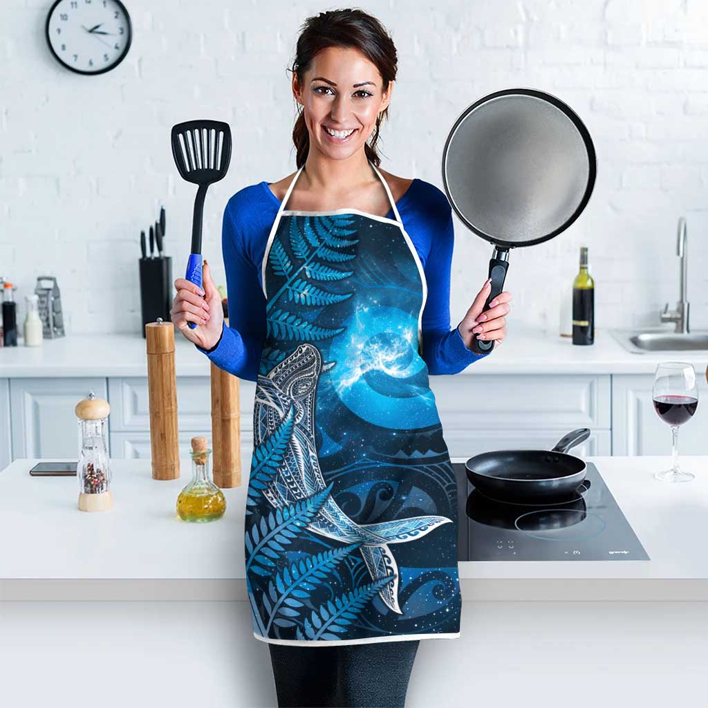 New Zealand Matariki Apron Maori Koru With Humpback Whale Blue LT05 - Polynesian Pride