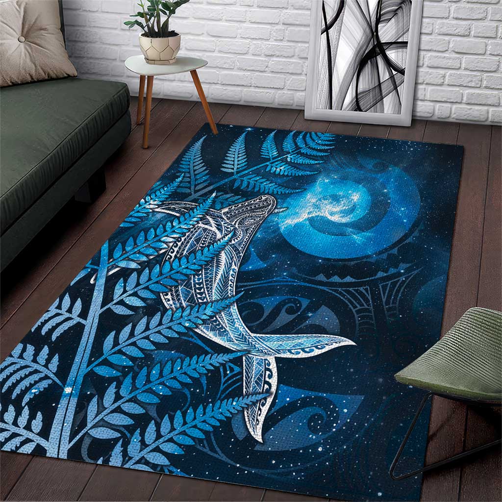 New Zealand Matariki Area Rug Maori Koru With Humpback Whale Blue