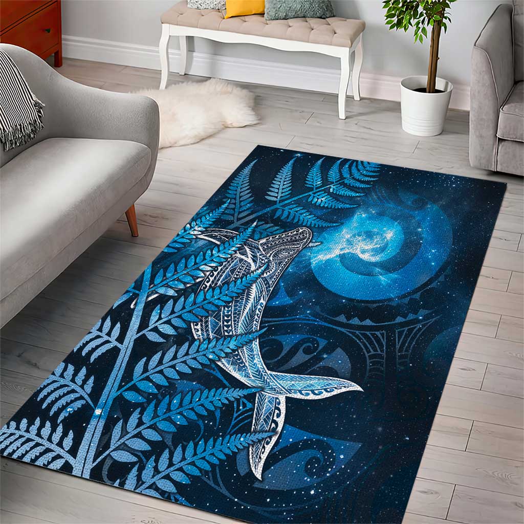 New Zealand Matariki Area Rug Maori Koru With Humpback Whale Blue