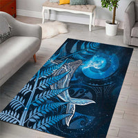 New Zealand Matariki Area Rug Maori Koru With Humpback Whale Blue