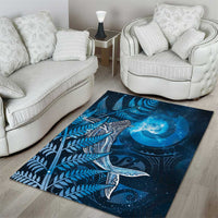 New Zealand Matariki Area Rug Maori Koru With Humpback Whale Blue
