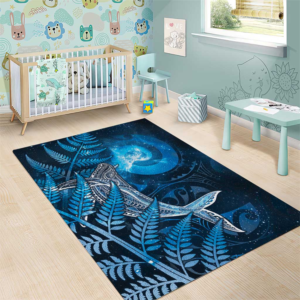 New Zealand Matariki Area Rug Maori Koru With Humpback Whale Blue