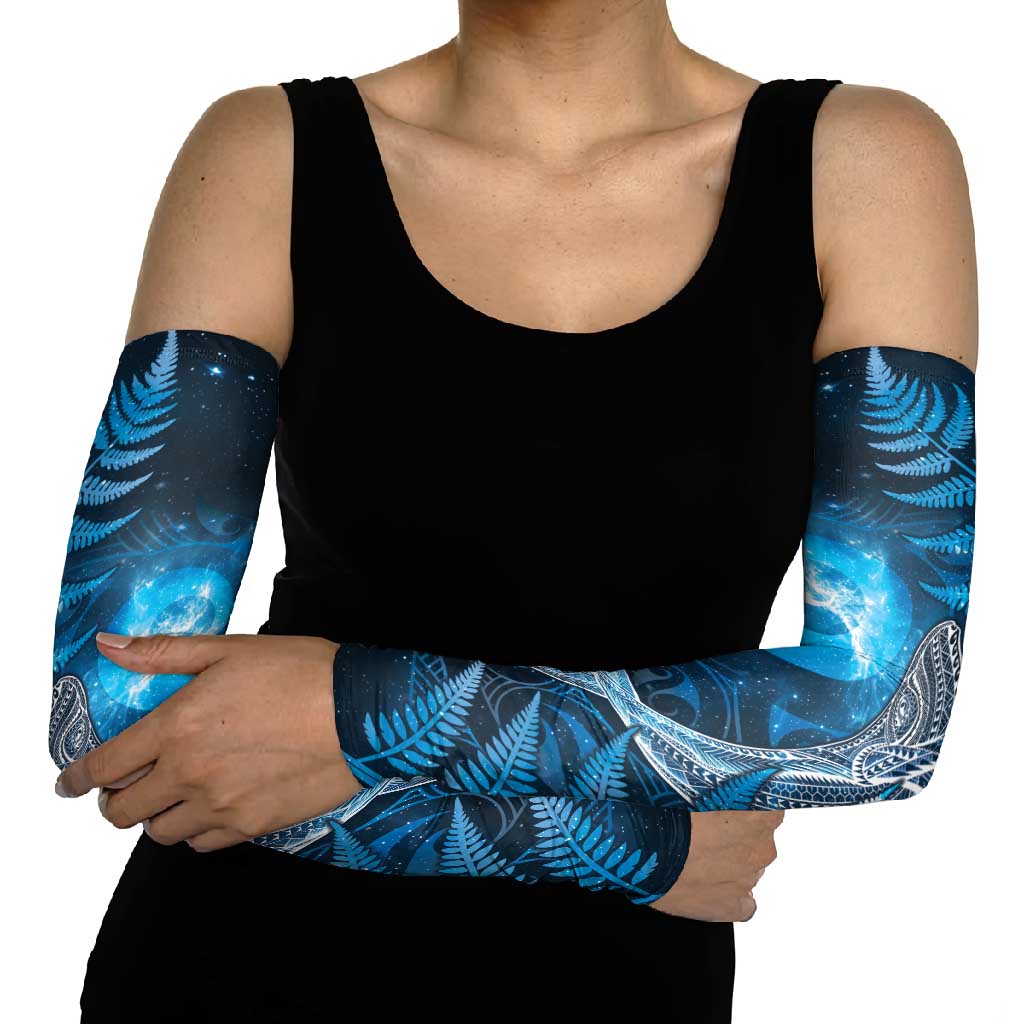 New Zealand Matariki Arm Sleeves Maori Koru With Humpback Whale Blue LT05 - Polynesian Pride