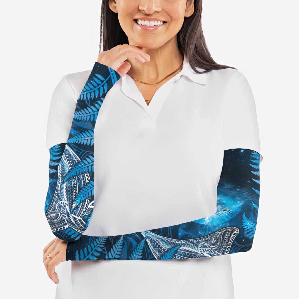 New Zealand Matariki Arm Sleeves Maori Koru With Humpback Whale Blue LT05 - Polynesian Pride
