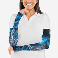 New Zealand Matariki Arm Sleeves Maori Koru With Humpback Whale Blue LT05 - Polynesian Pride
