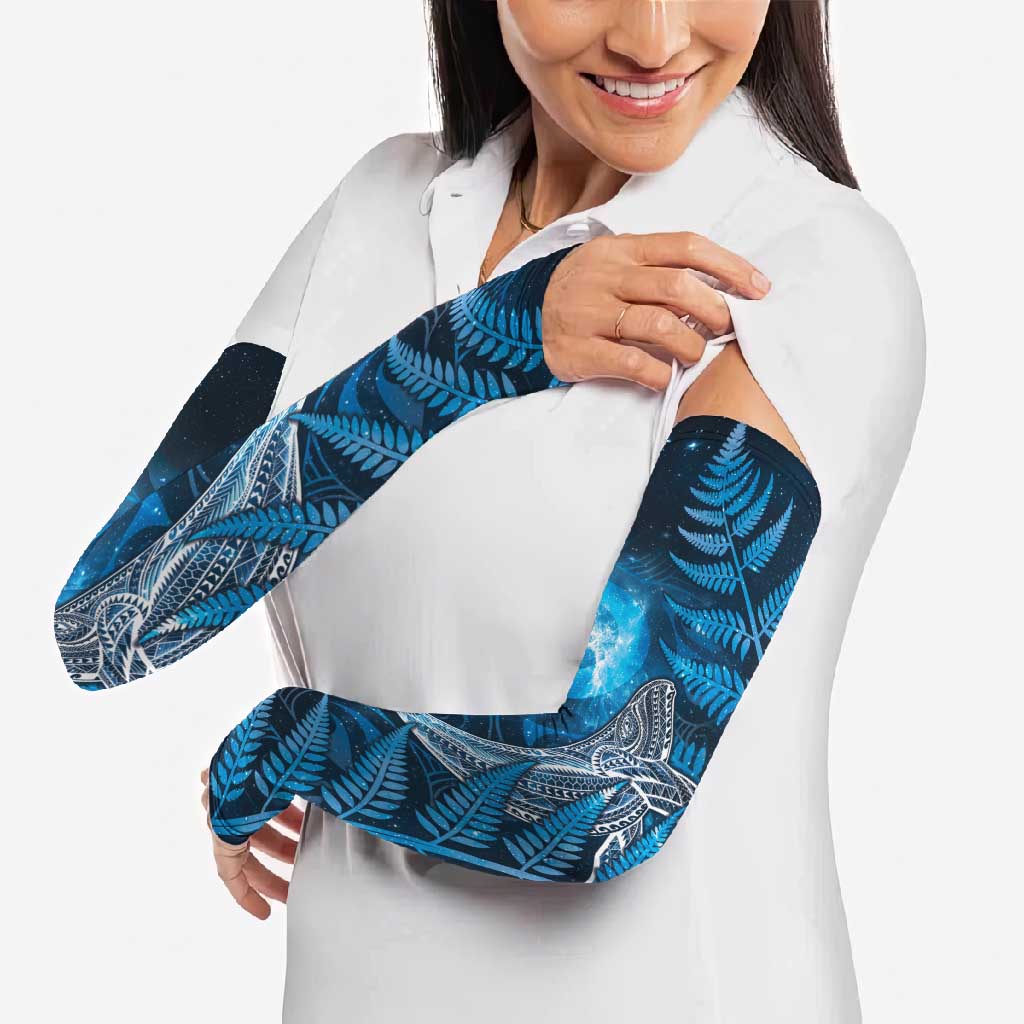 New Zealand Matariki Arm Sleeves Maori Koru With Humpback Whale Blue LT05 - Polynesian Pride