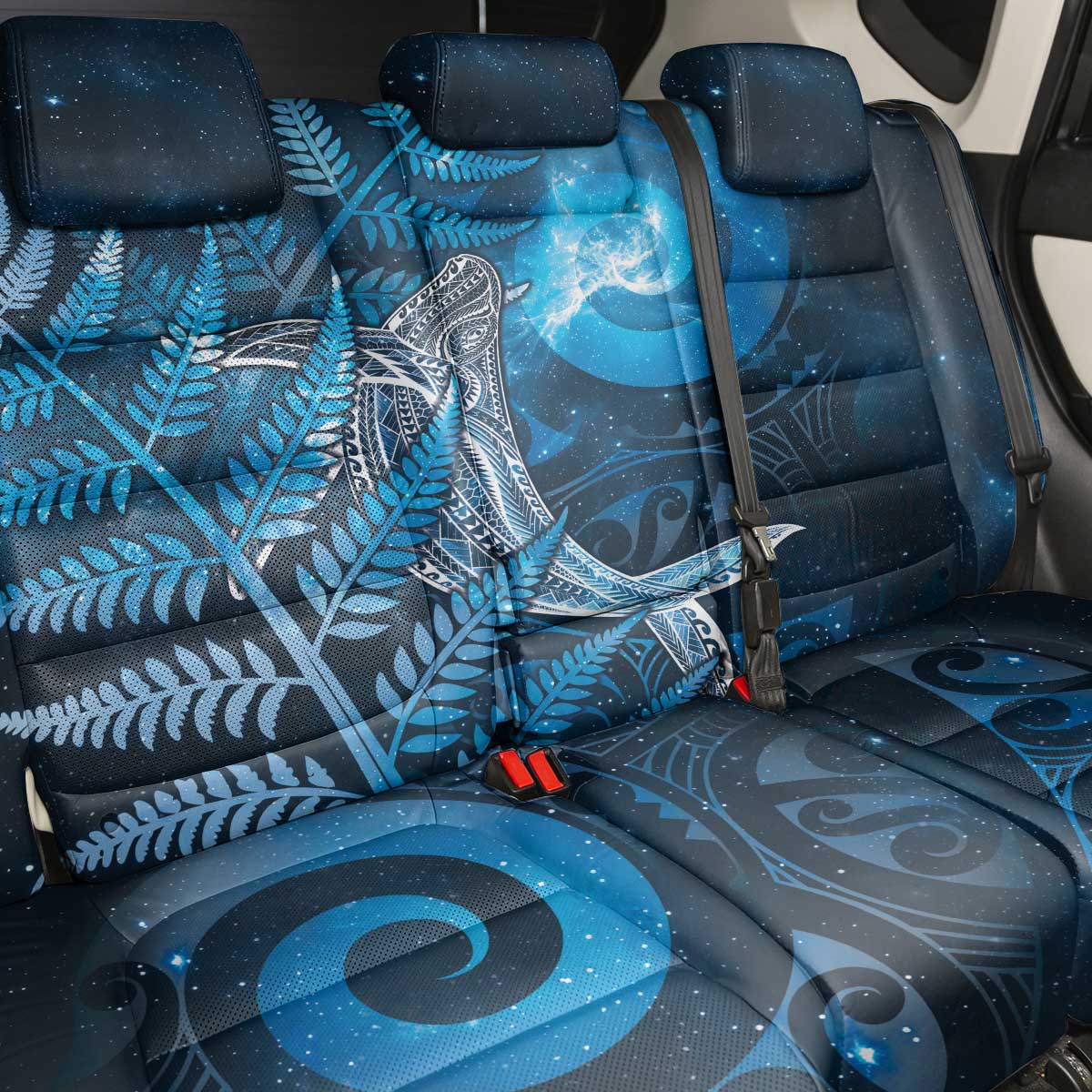New Zealand Matariki Back Car Seat Cover Maori Koru With Humpback Whale Blue LT05 - Polynesian Pride