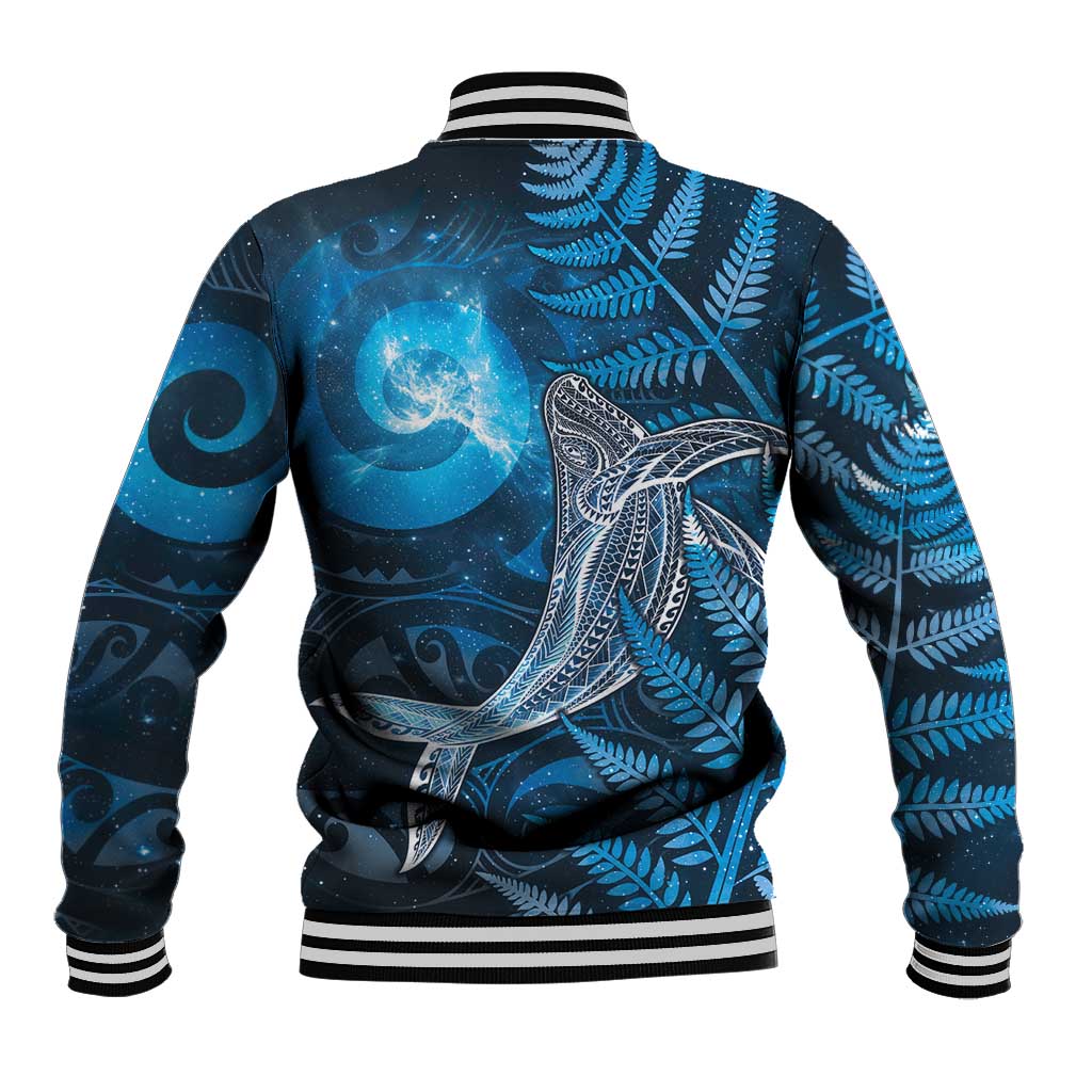 New Zealand Matariki Baseball Jacket Maori Koru With Humpback Whale Blue LT05 - Polynesian Pride