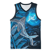 New Zealand Matariki Basketball Jersey Maori Koru With Humpback Whale Blue LT05 Unisex Blue - Polynesian Pride