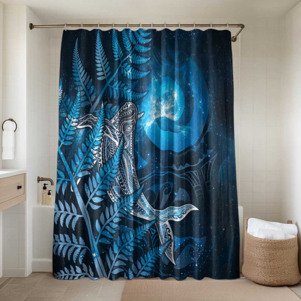 New Zealand Matariki Bathroom Set Maori Koru With Humpback Whale Blue LT05 Shower Curtain Only Blue - Polynesian Pride