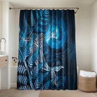 New Zealand Matariki Bathroom Set Maori Koru With Humpback Whale Blue LT05 Shower Curtain Only Blue - Polynesian Pride