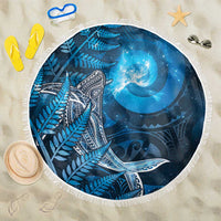 New Zealand Matariki Beach Blanket Maori Koru With Humpback Whale Blue LT05 One Size 150cm Blue - Polynesian Pride