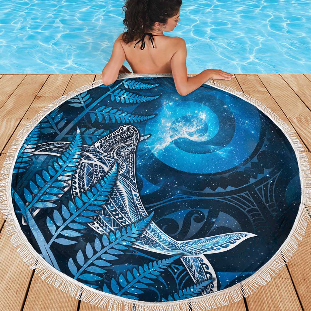 New Zealand Matariki Beach Blanket Maori Koru With Humpback Whale Blue LT05 - Polynesian Pride