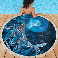 New Zealand Matariki Beach Blanket Maori Koru With Humpback Whale Blue LT05 - Polynesian Pride