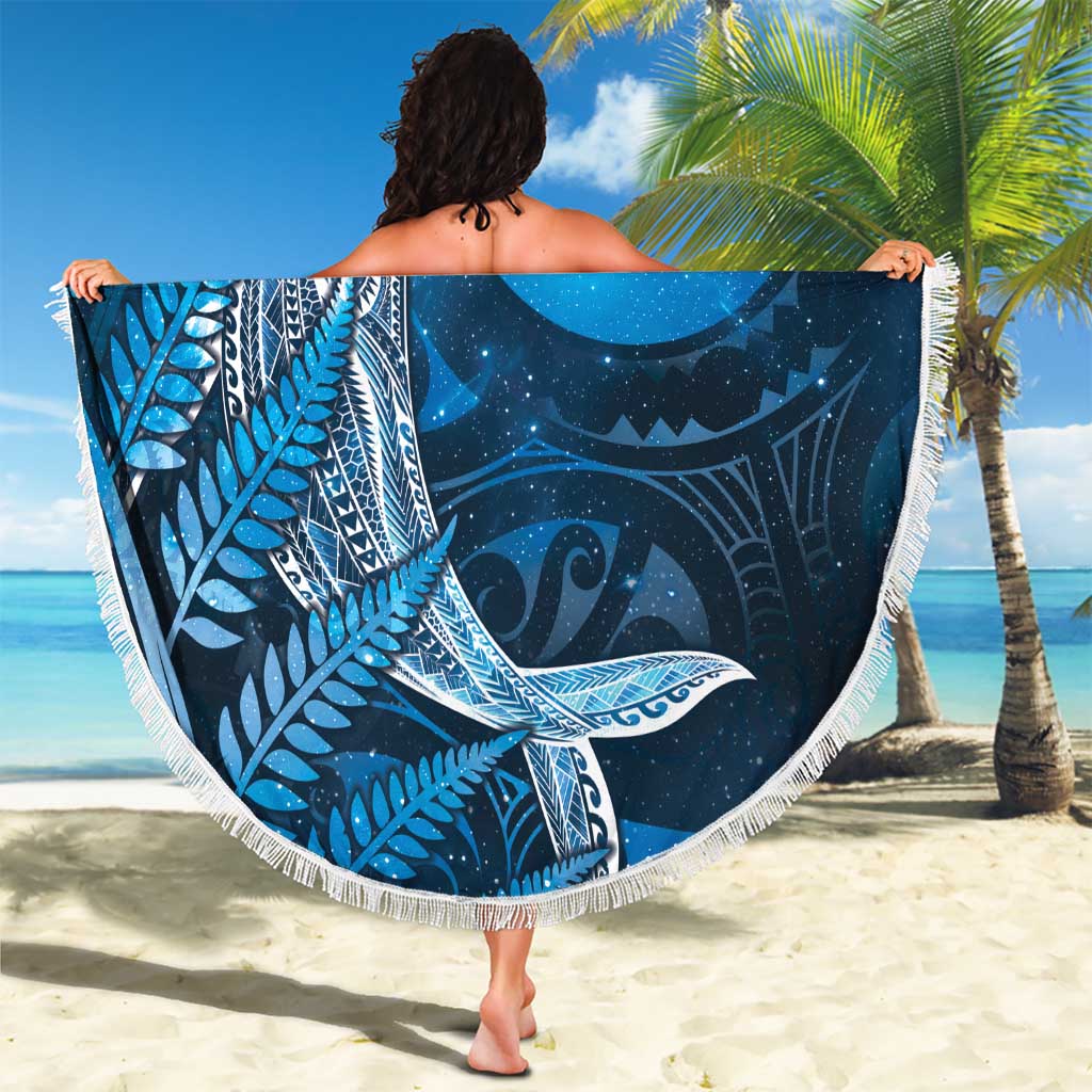 New Zealand Matariki Beach Blanket Maori Koru With Humpback Whale Blue LT05 - Polynesian Pride