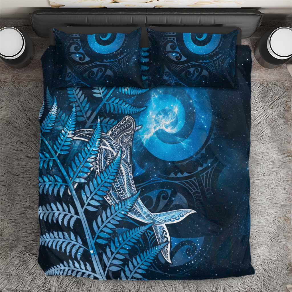 New Zealand Matariki Bedding Set Maori Koru With Humpback Whale Blue LT05 Blue - Polynesian Pride